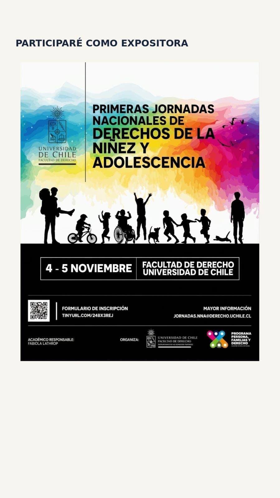 Afiche de las Primeras Jornadas Nacionales de Derechos de la Niñez y Adolescencia